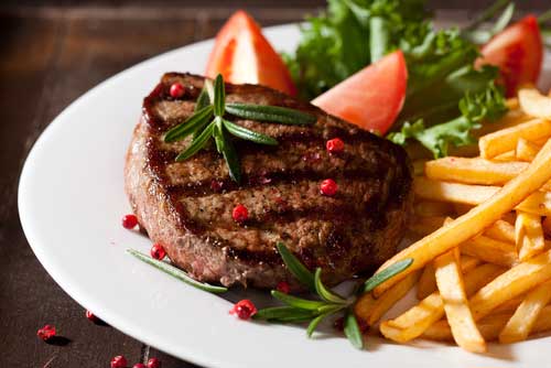 steak with fries